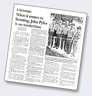 Newspaper clipping about John Pyfer scouting